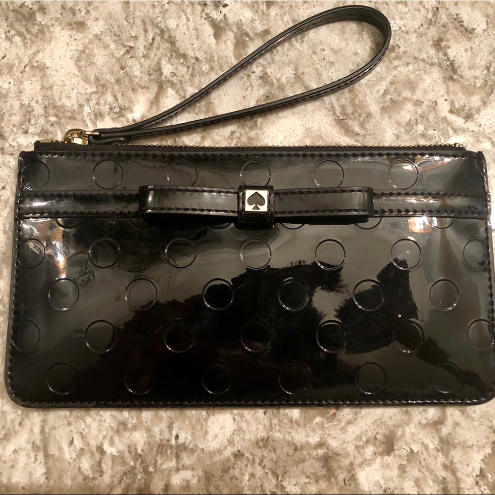 Kate Spade Black Patent Wristlet NEW